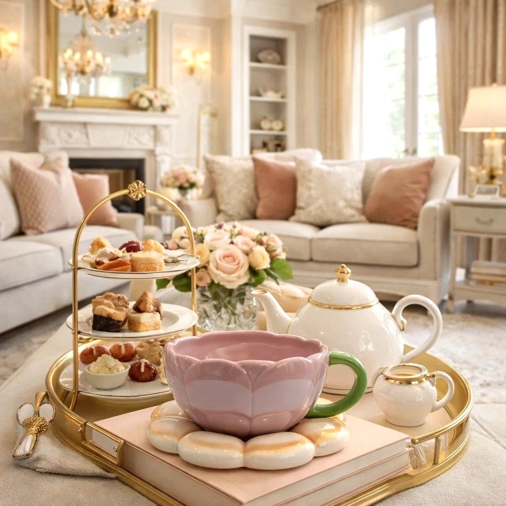 Bloomingware Flower Collection — petal-shaped ceramic teacups and daisy relief mugs with garden-inspired designs