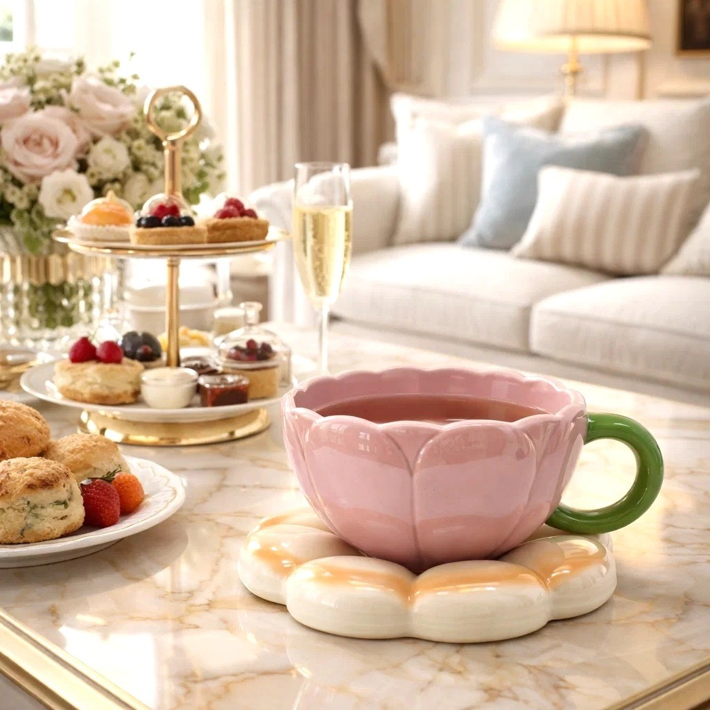 Bloomingware Flower Collection — petal-shaped teacups and daisy relief ceramic mugs