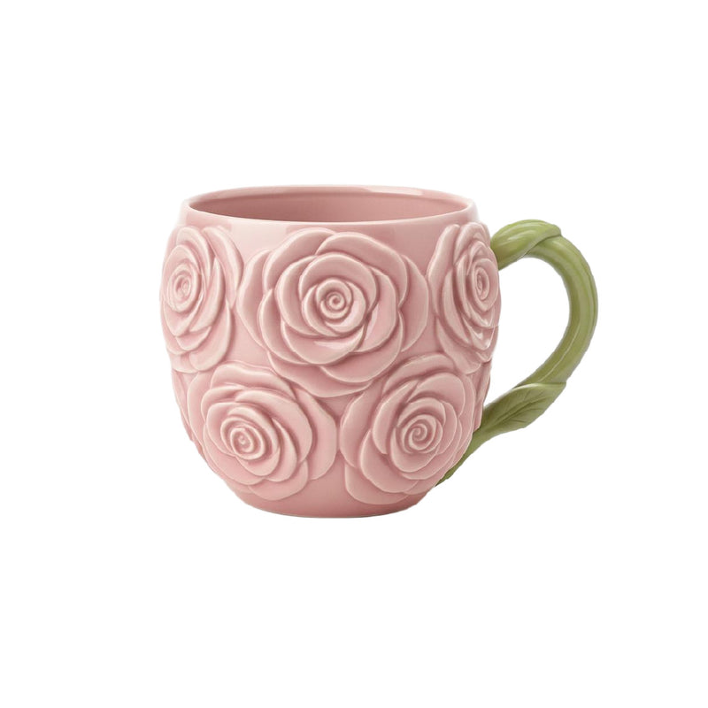 Bloomingware BM-44 Blush Rose Bloom Relief ceramic flower mug 16oz — romantic rose design