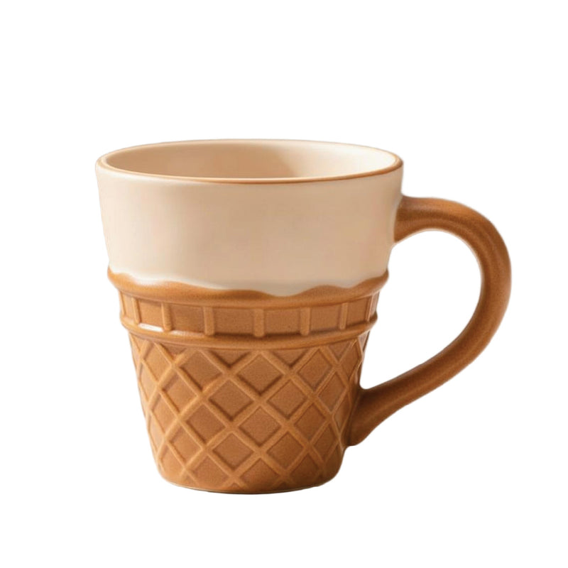 Bloomingware BM-71 Cone & Cream ceramic ice cream mug 16oz — waffle cone shape