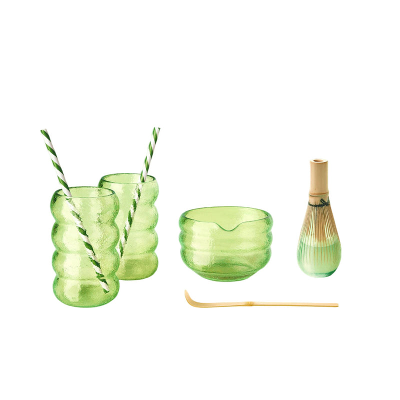 Bloomingware BM-36 Green Bubble Calm Matcha ceramic set — sculptural green matcha ceremony set