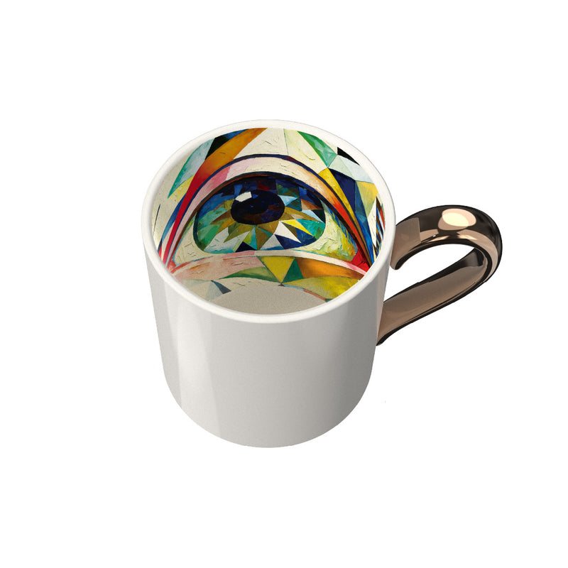 Bloomingware BM-20 Butterfly Artist ceramic mug 14oz with gold handle — hidden art inside